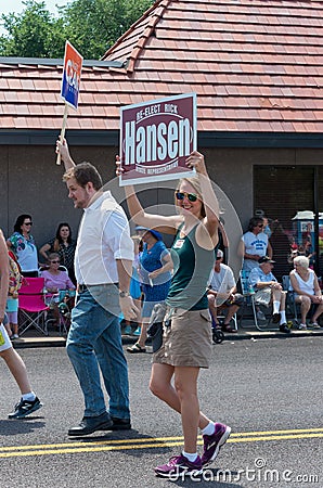 Hansen and Craig Supporters at Mendota Days Editorial Stock Photo